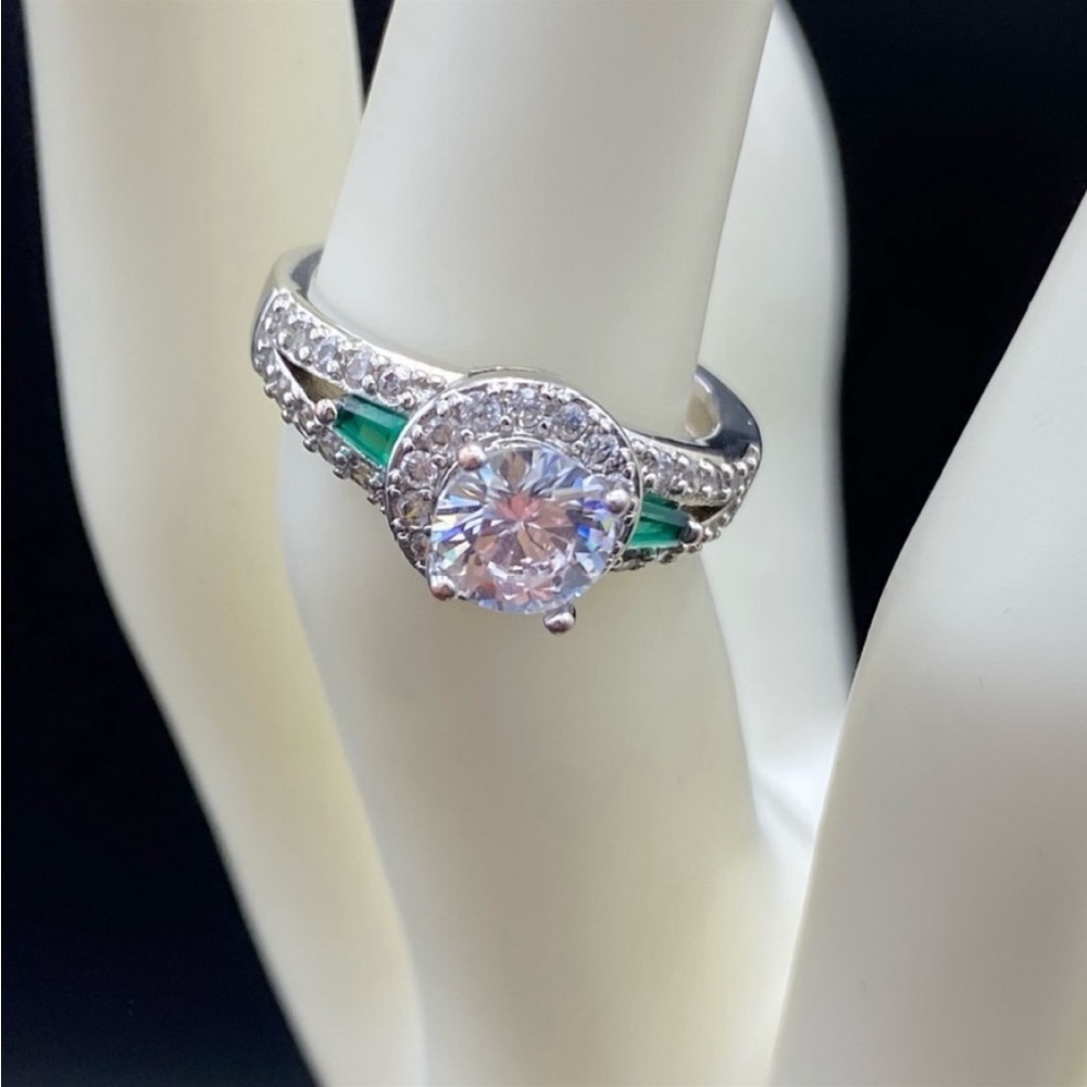 Gold Filled Sterling Silver Emerald Cocktail Ring